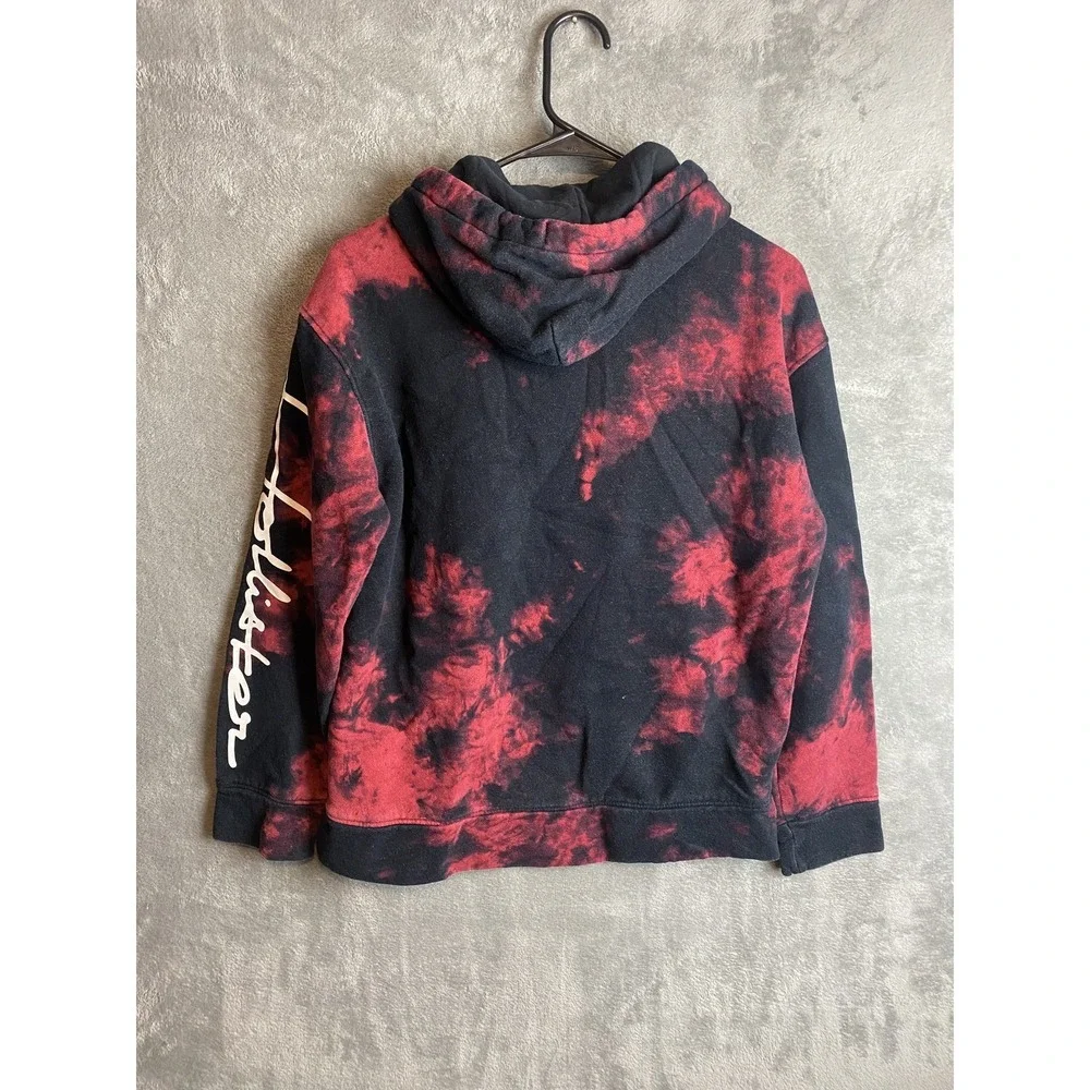 Hollister Must-Have Mens XS Red Black Tie-Dye Hoodie